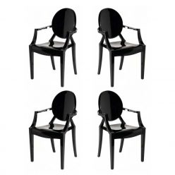 Cadeira De Jantar | Design | Preta | Conjunto de Quatro| Canto | J.CDA-20P