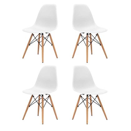 Cadeiras Para Sala De Jantar | Clássico Design | Conjunto 4 | Brancas | J.CDA-35P