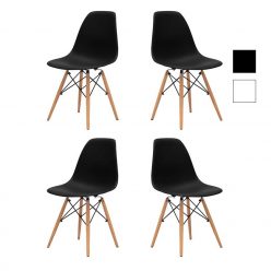 Cadeiras Para Sala De Jantar | Clássico Design | Conjunto 4 | Pretas | J.CDA-34P